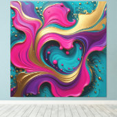 Toile Bold Abstract Heart Swirl – Modern Colorful Art (Insitu (Plancher de Bois))