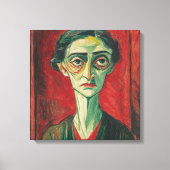 Toile Bold Expressionist Portrait in Red and Green (Recto)