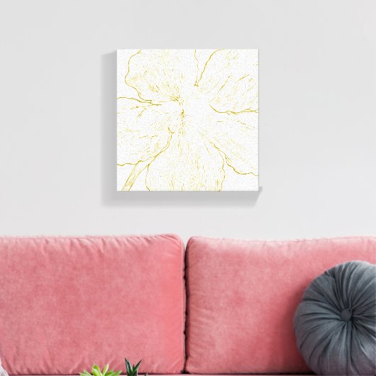 Toile Bold Gold Floral Line Art Minimalist Macro Bloom (Insitu(Salon))