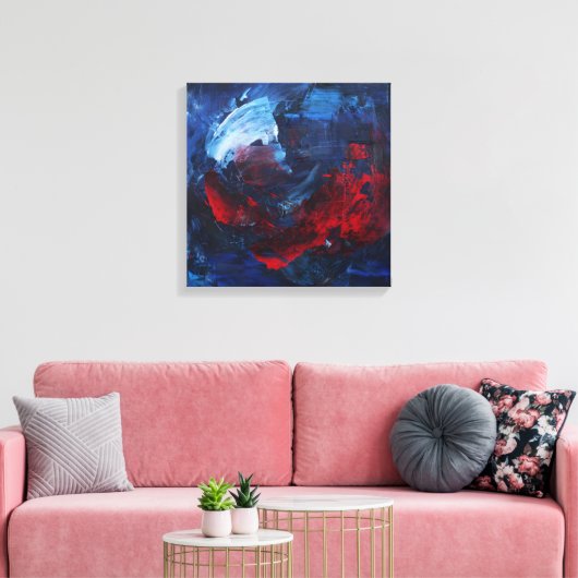 Toile Bold Red and Blue Abstract Swirl Canvas Print (Insitu(Salon))