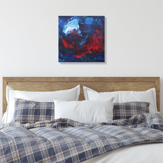 Toile Bold Red and Blue Abstract Swirl Canvas Print (Insitu(Chambre))