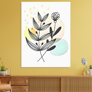 Toile Bonheur Botanique – Art floral minimaliste