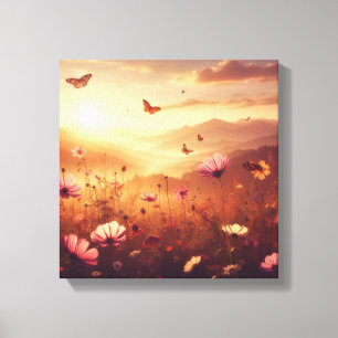 Toile Bonheur de la Prairie Dorée avec Fleurs Sauvages –