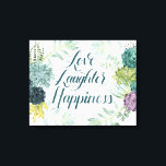 Toile Bonheur plante | Amour rire bonheur<br><div class="desc">Profitez de ce design de typographie succulent et créatif sur un produit ou une pièce murale pour mettre en valeur et ajouter au monde qui vous entoure. Artiste : Grace Popp</div>