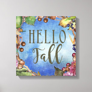 Toile Bonjour automne Acornes, couronne Feuille