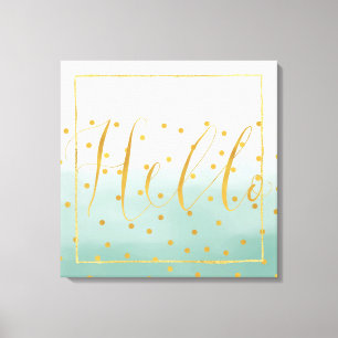 Toile Bonjour Confetti Ombré Doré Menthe