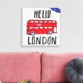 Toile Bonjour Londres | Panneau Lettré main avec paraplu (Insitu(Salon))