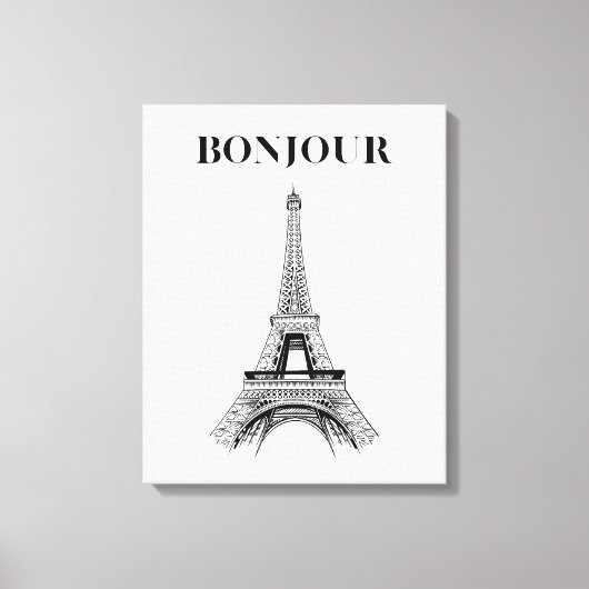 Toile Bonjour Tour Eiffel - Chic Parisien Étendu (Recto)