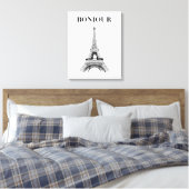Toile Bonjour Tour Eiffel - Chic Parisien Étendu (Insitu(Chambre))