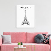 Toile Bonjour Tour Eiffel - Chic Parisien Étendu (Insitu(Salon))