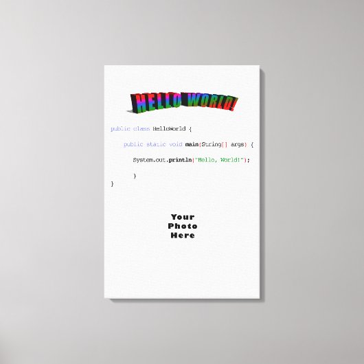 Toile Bonjour World geek saluant Java (Recto)