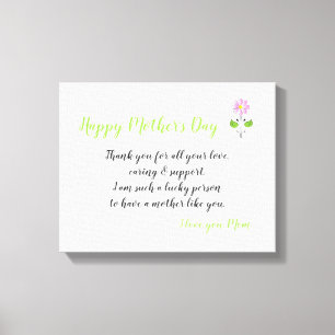 Toile Bonne fête des mères à maman avec un message d'amo