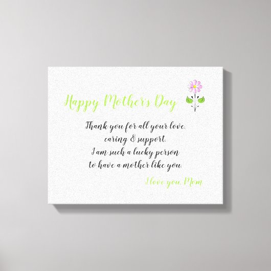 Toile Bonne fête des mères à maman avec un message d'amo (Recto)