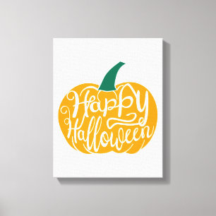 Toile Bonne lettre Halloween sur citrouille sculpté
