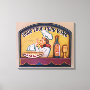 Toile Bonne nourriture Bon Chef Vin