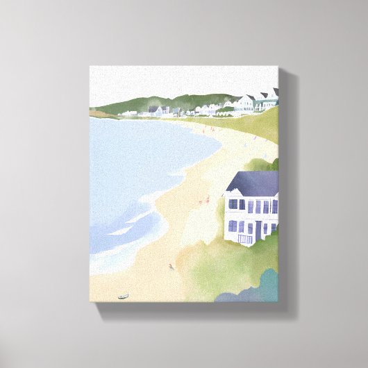 Toile Bonnet Shores | Aquarelle de la plage de Rhode Isl (Recto)
