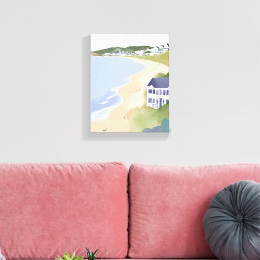 Toile Bonnet Shores | Aquarelle de la plage de Rhode Isl (Insitu(Salon))