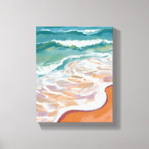 Toile Bord de mer Vagues bleu aqua Plage Aquarelle