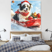 Toile Bordure Collie Chien dans la corniche Laisser neig (Insitu(Chambre))