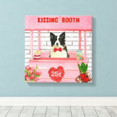 Toile Bordure Collie Chien Saint Valentin Baiser Booth (Insitu (Plancher de Bois))
