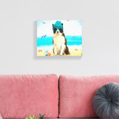 Toile Bordure Collie Dog sur la plage (Insitu(Salon))