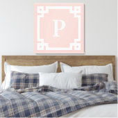 Toile Bordure de clé grecque rose corail clair blanc mon (Insitu(Chambre))