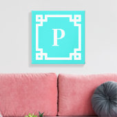 Toile Bordure de clé grecque turquoise et blanche avec m (Insitu(Salon))
