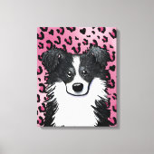 Toile Bordure KiniArt Collie léopard rose (Recto)