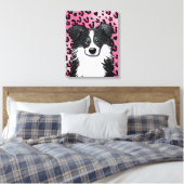 Toile Bordure KiniArt Collie léopard rose (Insitu(Chambre))