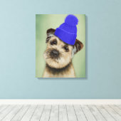 Toile Bordure Terrier avec Casquette Bobble Bleu (Insitu (Plancher de Bois))