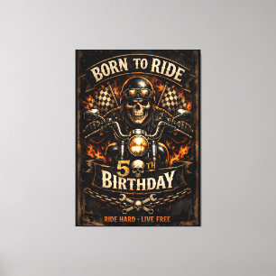 Toile Born to Ride 50th Birthday Biker Skull