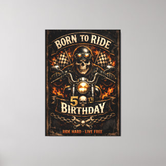 Toile Born to Ride 50th Birthday Biker Skull