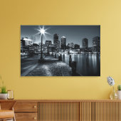 Toile Boston Harbour B&W Night Canvas (Insitu(Salon))