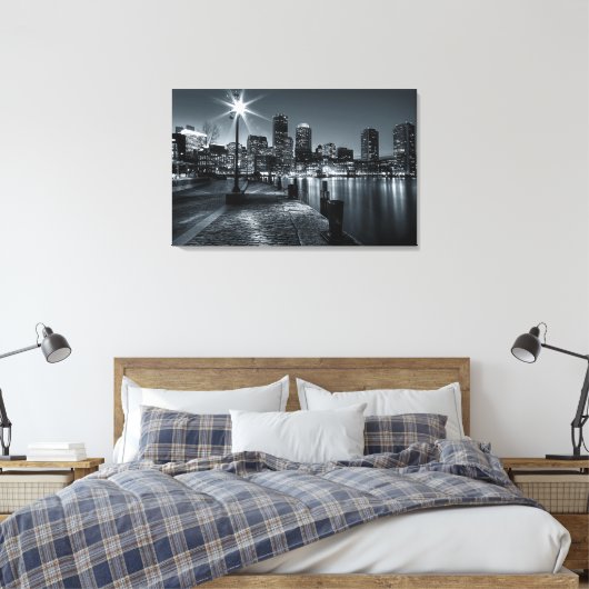 Toile Boston Harbour B&W Night Canvas (Insitu(Chambre))