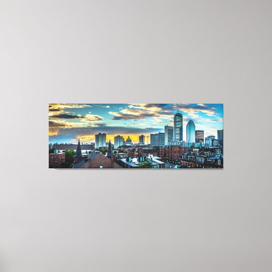 Toile Boston Massachusetts Downtown Skyline Panoramique (Recto)