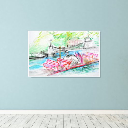 Toile Boston Swan Boat Sketch (Insitu (Plancher de Bois))
