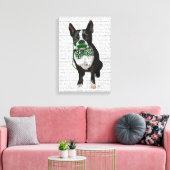 Toile Boston Terrier Avec Moustache verte et Cravate tac (Insitu(Salon))