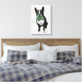 Toile Boston Terrier Avec Moustache verte et Cravate tac (Insitu(Chambre))