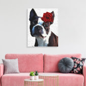 Toile Boston Terrier avec Rose sur Head (Insitu(Salon))