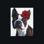 Toile Boston Terrier avec Rose sur Head<br><div class="desc">Animaux</div>