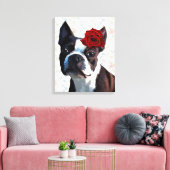 Toile Boston Terrier avec Rose sur Head (Insitu(Salon))