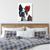 Toile Boston Terrier avec Rose sur Head (Insitu(Chambre))