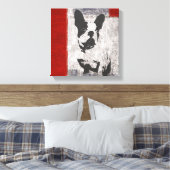 Toile Boston Terrier en noir et blanc avec frontière rou (Insitu(Chambre))