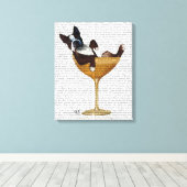 Toile Boston Terrier en verre à cocktail (Insitu (Plancher de Bois))