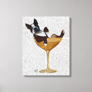 Toile Boston Terrier en verre de cocktail