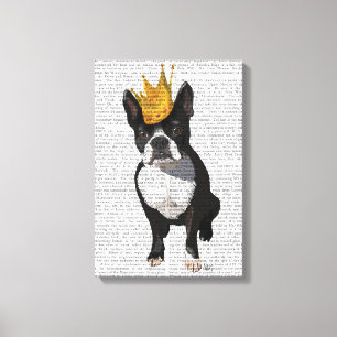 Toile Boston Terrier et couronne