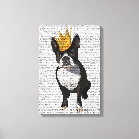 Toile Boston Terrier Et Crown (Recto)