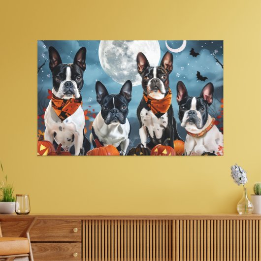 Toile Boston terrier Halloween Épouvantable (Insitu(Salon))