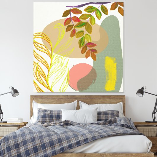 Toile Botanique Boho jaune vert (Insitu(Chambre))