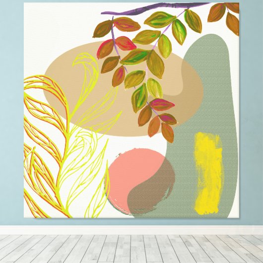 Toile Botanique Boho jaune vert (Insitu (Plancher de Bois))